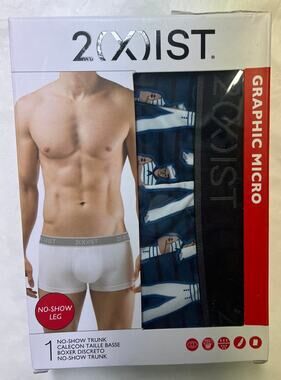 2XIST No Show Trunks Underwear Mens Teal Sailor Print Graphic Micro Size S